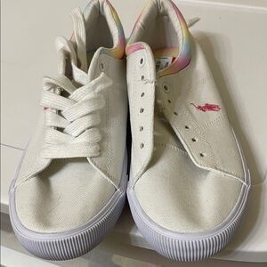 Polo Ralph Lauren White Sneakers with Pink Logo